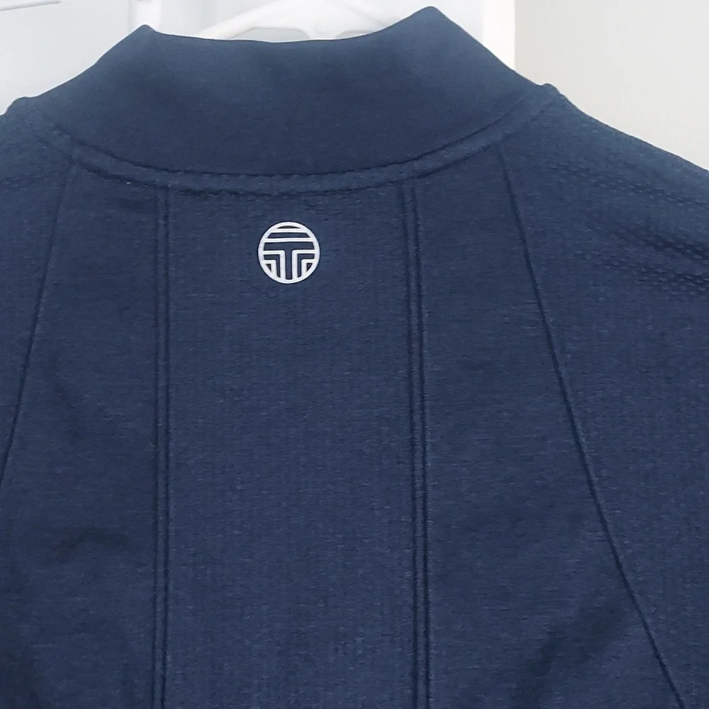 Tory Burch Sport Quarter Zip Navy Pullover Long Sleeve NWOT Active Athletic